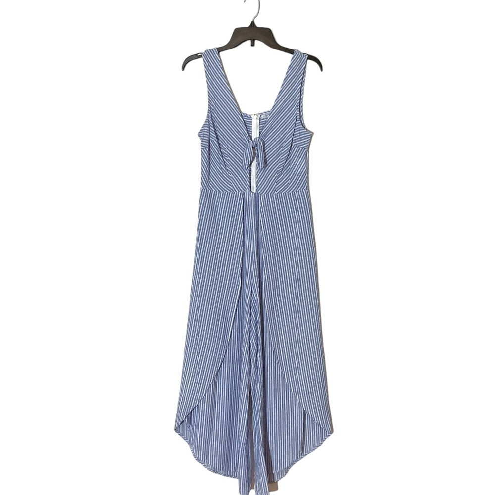 Taylor & Sage Junior’s Seersucker Stripe Jumpsuit Blue White Size M - Picture 3 of 9